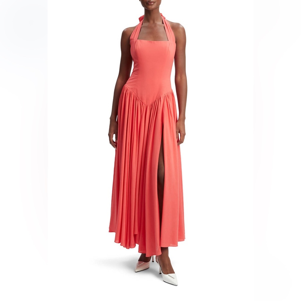 Bardot Marabella Halter Maxi Dress In Melon